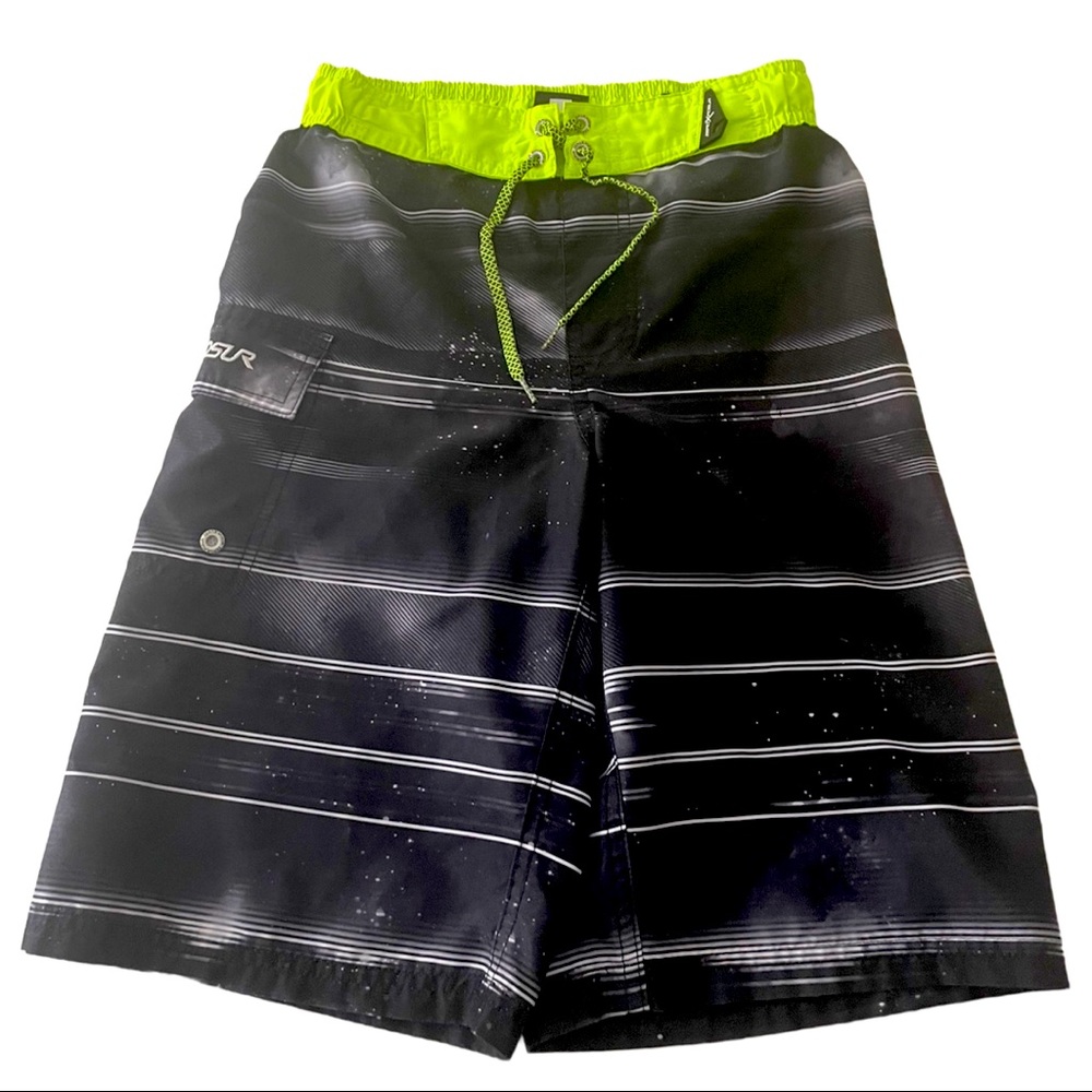 Swim Wear / Board Shorts • Boys Size Large (10/12) • Black • Neon Green • White